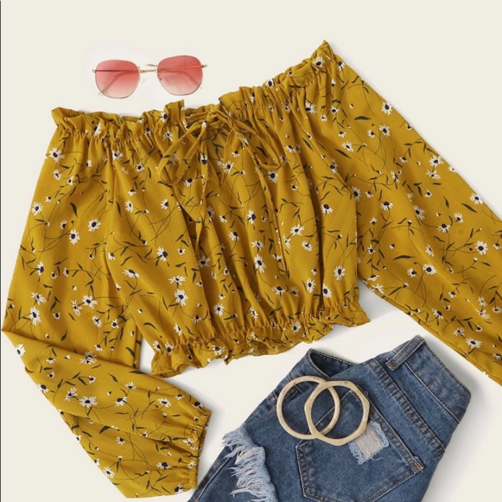 A cute off shoulder long sleeve shirt